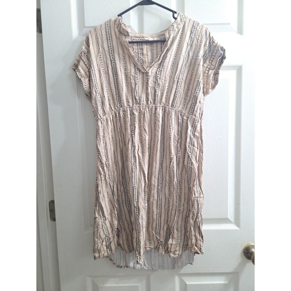 Sweet Wanderer Maternity Dress Boho Beige with Black loose flowy. XL